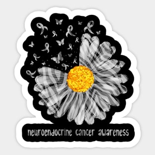 Daisy Butterfly Zebra Ribbon Neuroendocrine Cancer Awareness Sticker